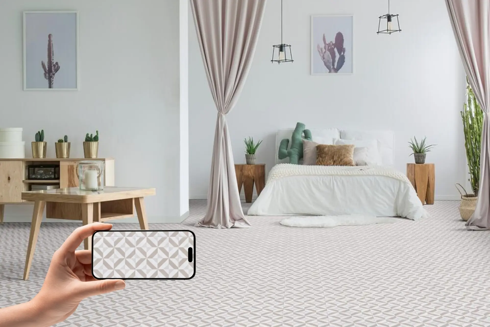 PVC Rideaux Netanya גיאומטרי לינוליאום בז 1