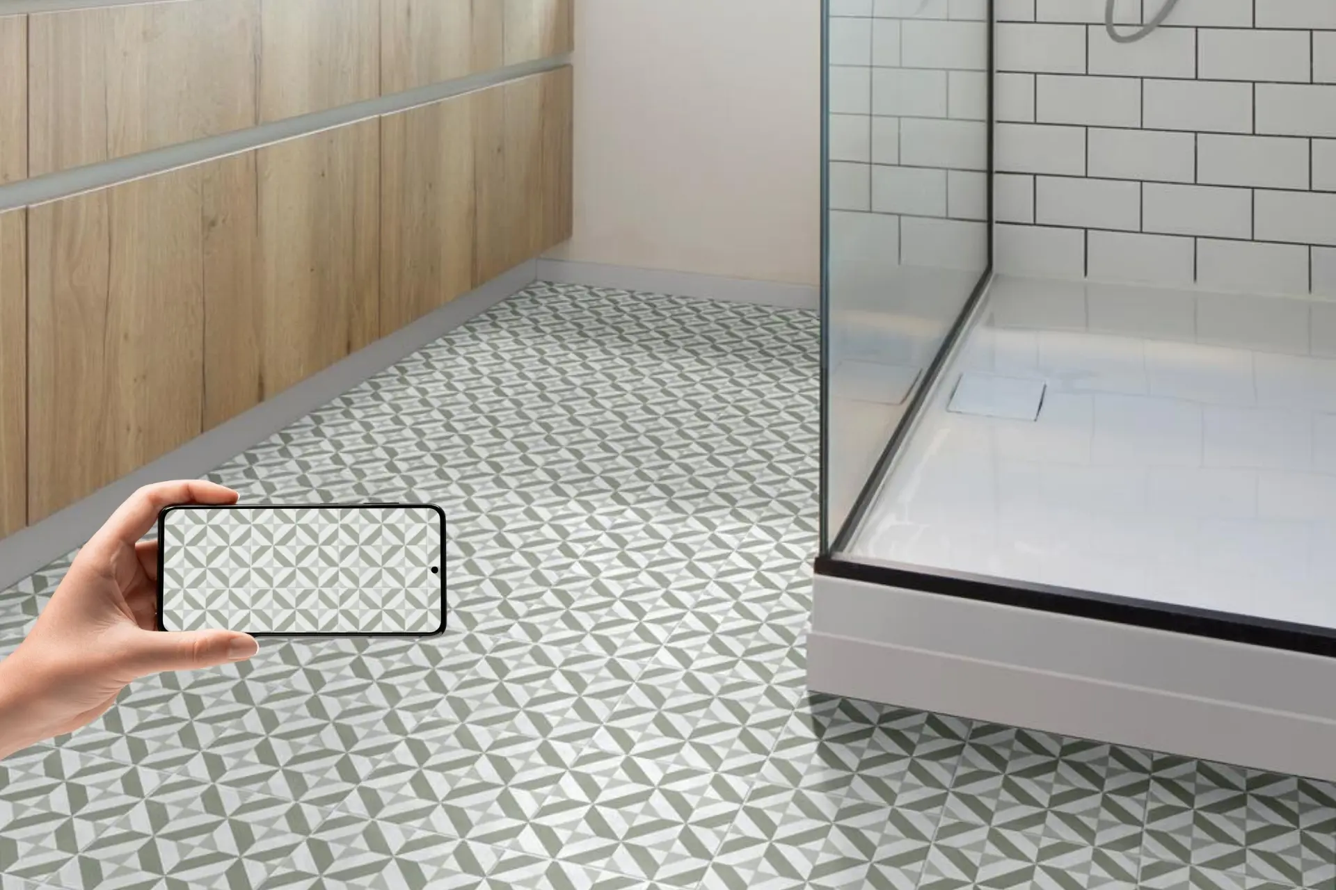 PVC Rideaux Netanya גיאומטרי לינוליאום ירוק 1