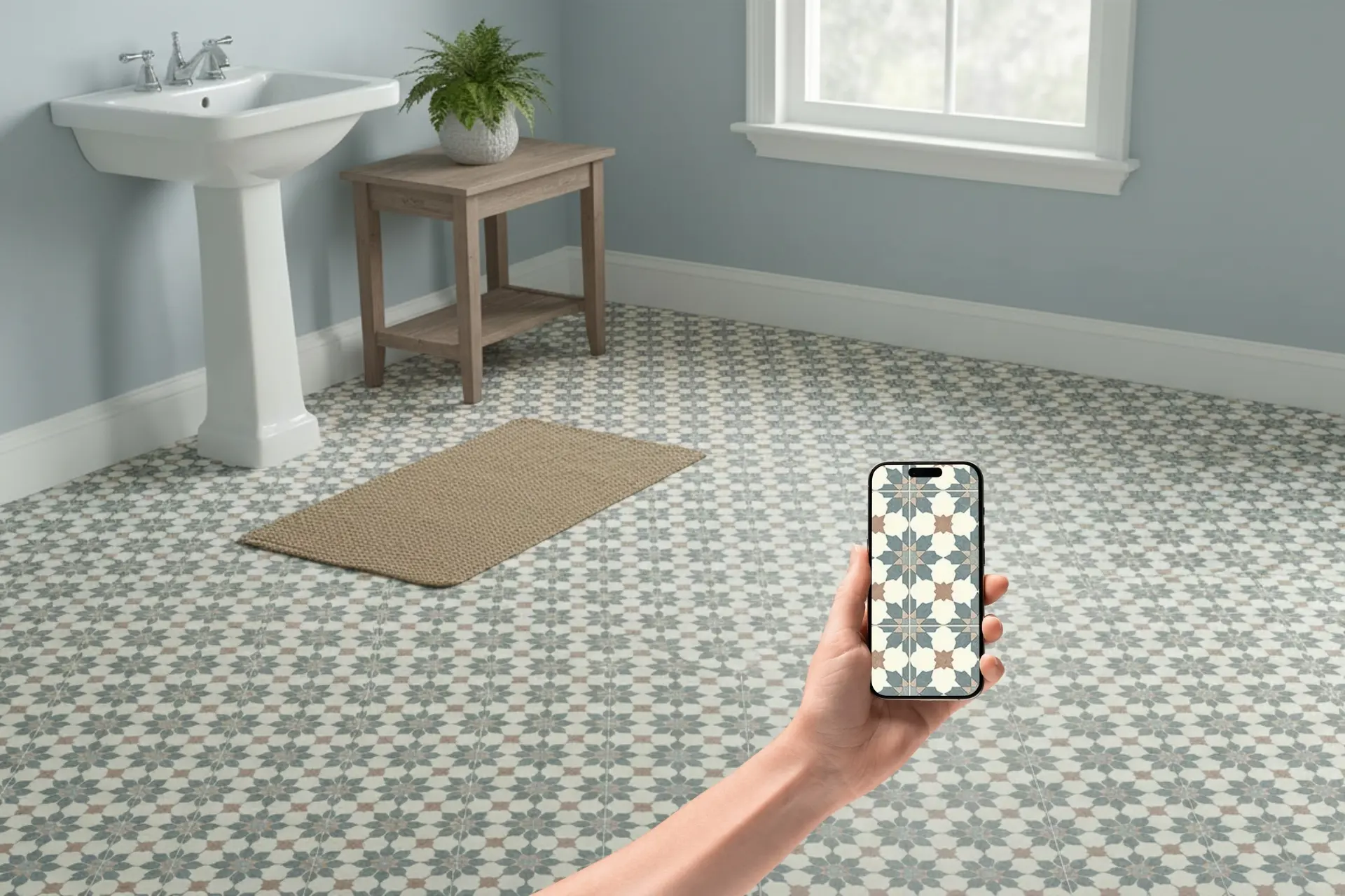 PVC geometry Rideaux Netanya גיאומטרי לינוליאום צבעוני 1