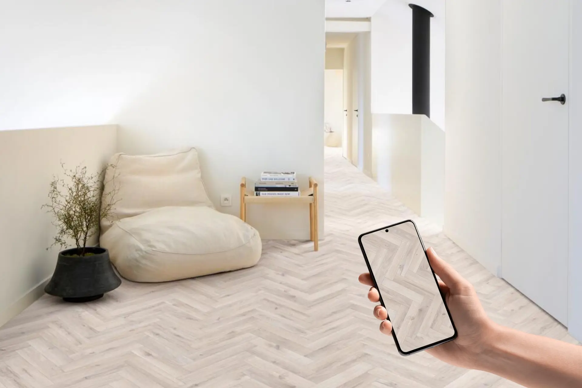 PVC light fishbon Oak Rideaux Netanya לינוליאום דמוי עץ טבעי בהיר פישבון