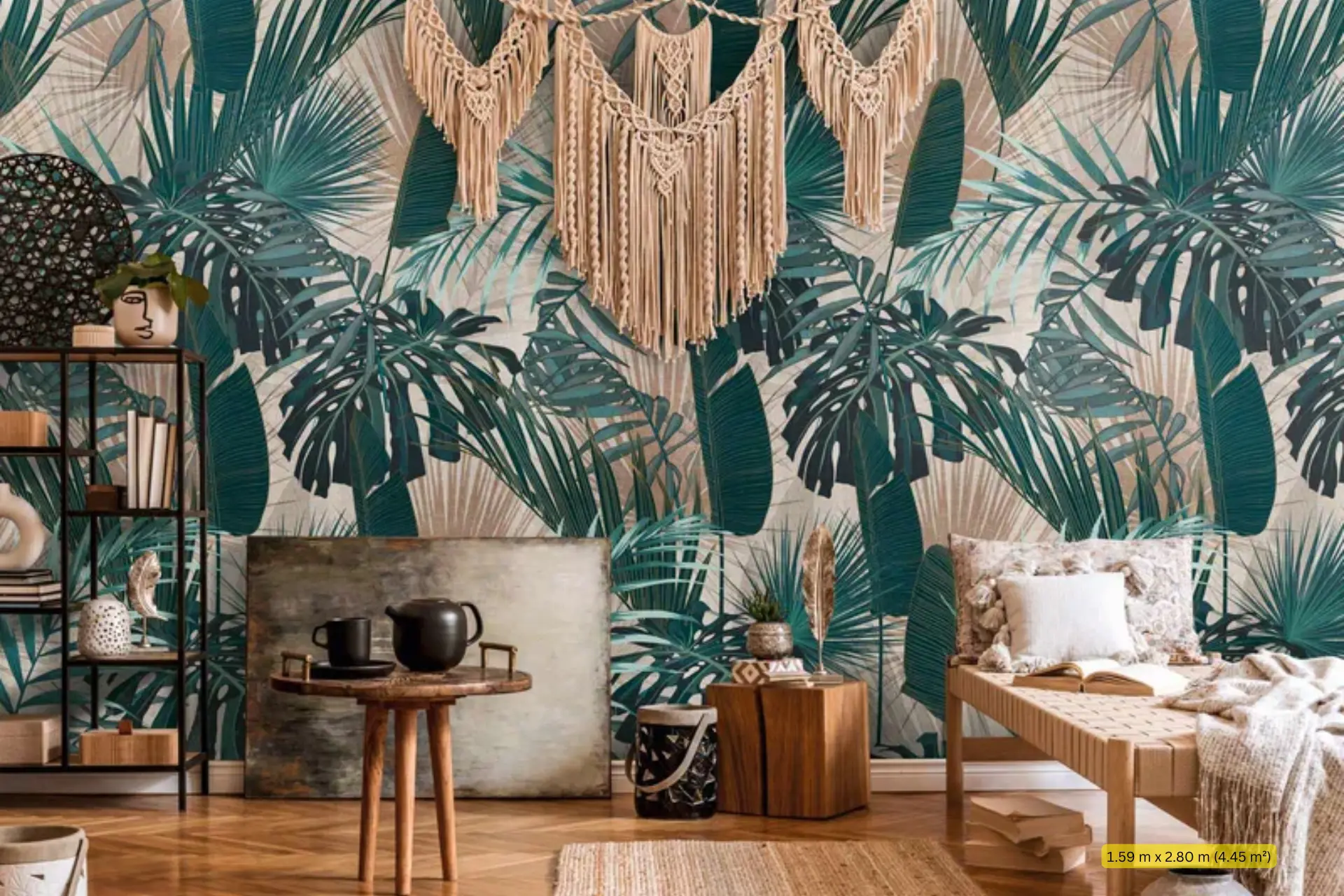 טפט תמונה עלי ג׳ונגל בירוק בז׳ ופטרול – Rideaux רידו נתניה