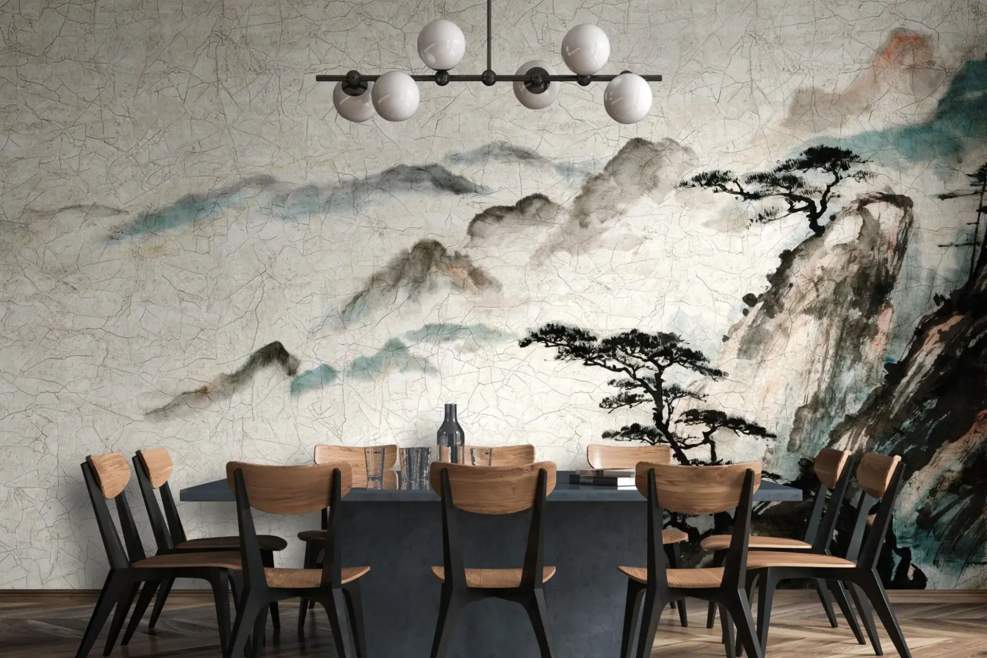 טפט תמונה קיר גרפי אפור בעיצוב טבעי מודרני – Rideaux רידו נתניה