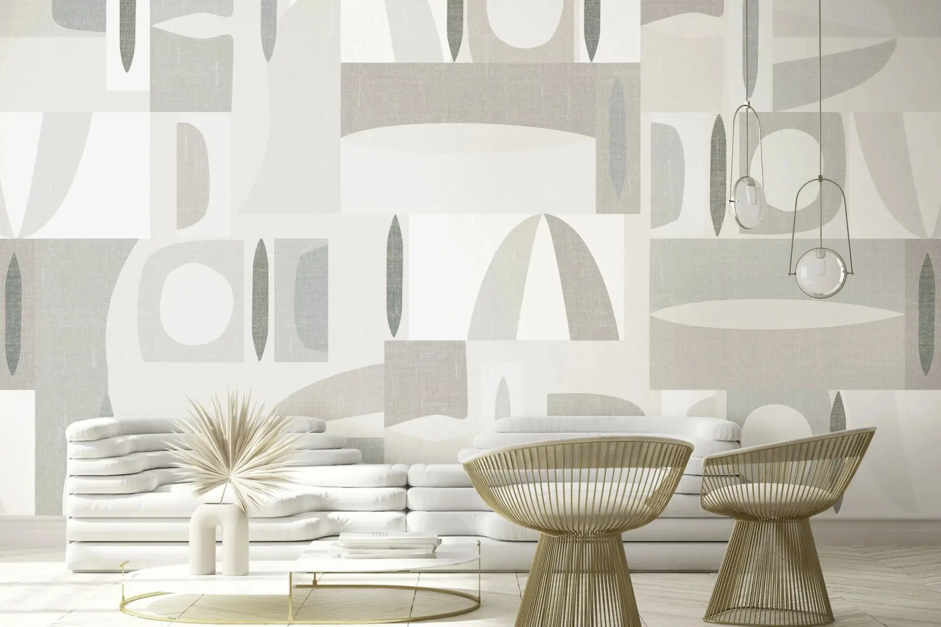 טפט תמונה קיר גרפי בגווני בז' ואפור בעיצוב מודרני – Rideaux רידו נתניה