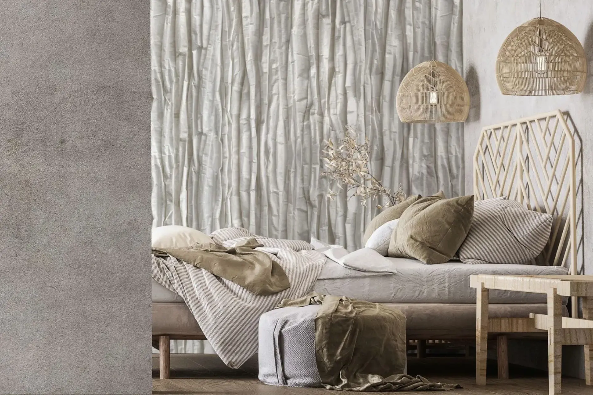 טפט תמונה קיר גרפי בז'-אפור בעיצוב טבעי מודרני – Rideaux רידו נתניה